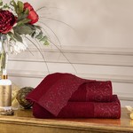 Подарочный набор полотенец для ванной 3 пр. Tivolyo Home SERENA хлопковая махра бордовый, фото, фотография