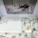Подарочный набор полотенец для ванной 3 пр. + спрей Tivolyo Home ELENORE хлопковая махра белый, фото, фотография