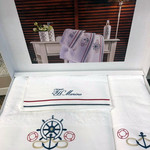 Подарочный набор полотенец для ванной 3 пр. Tivolyo Home NAVY хлопковая махра белый, фото, фотография