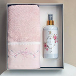 Полотенце для ванной в подарочной упаковке Tivolyo Home SPRING хлопковая махра розовый 50х100, фото, фотография