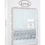 Скатерть прямоугольная с салфетками, кольцами Karna KDK жаккард белый 160х300, фото, фотография
