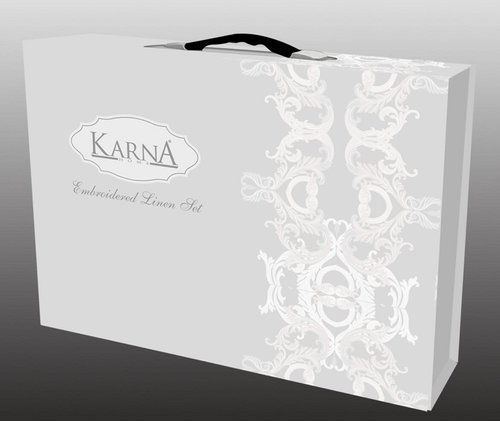 Постельное белье Karna TERA хлопковый сатин делюкс серый евро, фото, фотография