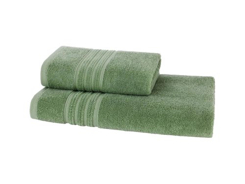 Набор полотенец для ванной 50х100, 75х150 Soft Cotton ARIA хлопковая махра зелёный, фото, фотография