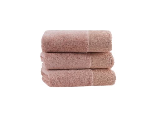 Набор полотенец для ванной 50х100, 75х150 Soft Cotton HAZEL хлопковая махра грязно-розовый, фото, фотография