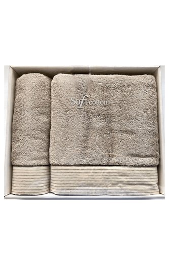 Набор полотенец для ванной 50х100, 75х150 Soft Cotton LINEN хлопковая махра серый, фото, фотография