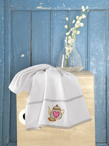 Кухонное полотенце Karna BREAKFAST хлопковая махра кремовый 45х70, фото, фотография
