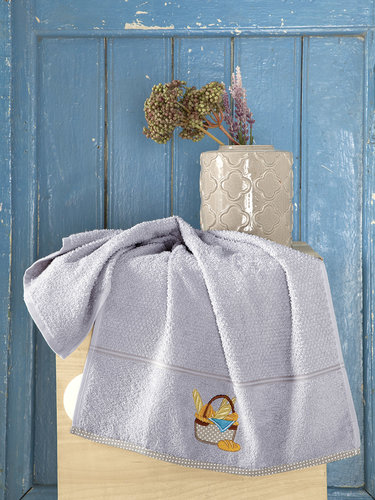 Кухонное полотенце Karna BREAKFAST хлопковая махра серый 45х70, фото, фотография