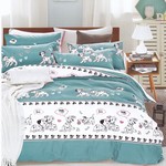 Комплект подросткового постельного белья Karna DELUX DALMATIAN хлопковый сатин голубой 1,5 спальный, фото, фотография