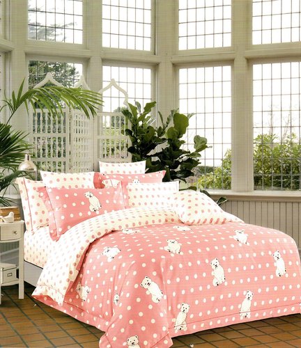 Комплект подросткового постельного белья Karna DELUX CORIN хлопковый сатин розовый 1,5 спальный, фото, фотография