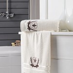 Подарочный набор полотенец для ванной 2 пр. Karna PATARA хлопковая махра кремовый, фото, фотография