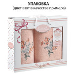 Подарочный набор полотенец для ванной 2 пр. Karna VIOLIN хлопковая махра абрикосовый, фото, фотография
