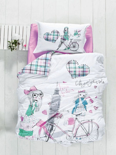 Комплект подросткового постельного белья First Choice ECEM хлопковый ранфорс розовый 1,5 спальный, фото, фотография