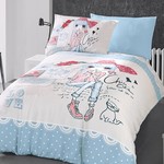 Комплект подросткового постельного белья First Choice CLARICA хлопковый ранфорс голубой 1,5 спальный, фото, фотография