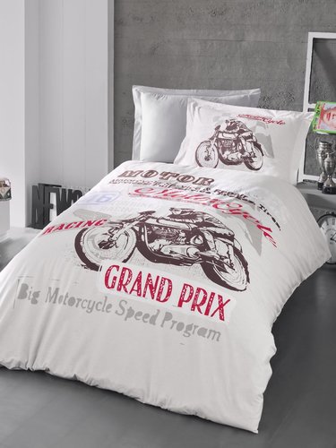Комплект подросткового постельного белья First Choice BIG RACE хлопковый ранфорс серый 1,5 спальный, фото, фотография