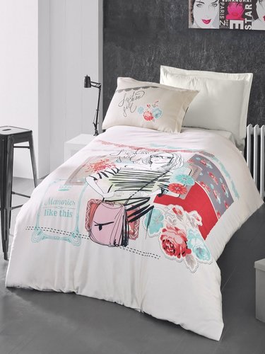 Комплект подросткового постельного белья First Choice ELODIE хлопковый ранфорс кремовый 1,5 спальный, фото, фотография
