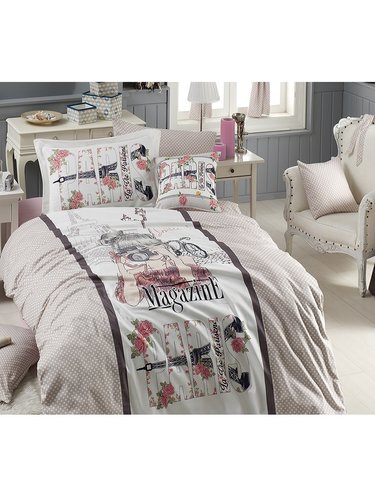 Комплект подросткового постельного белья First Choice MAGAZINE хлопковый ранфорс делюкс бежевый 1,5 спальный, фото, фотография