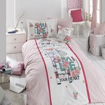 Комплект подросткового постельного белья First Choice SMILE хлопковый ранфорс делюкс розовый 1,5 спальный, фото, фотография