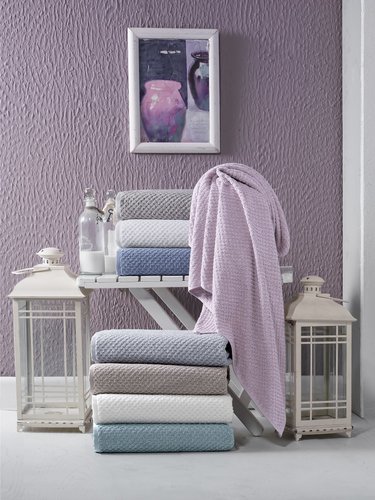 Полотенце для ванной Karna DAMA хлопковая махра серый 70х140, фото, фотография