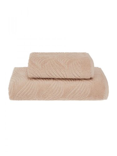 Набор полотенец для ванной 2 пр. Soft Cotton WAVE хлопковая махра бежевый, фото, фотография