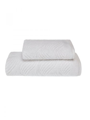 Набор полотенец для ванной 2 пр. Soft Cotton WAVE хлопковая махра белый, фото, фотография