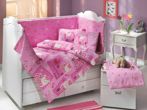 Детское постельное белье Hobby Home Collection LITTLE SHEEP хлопковый поплин розовый, фото, фотография