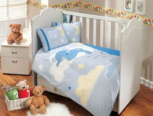 Детское постельное белье Hobby Home Collection SLEEPER хлопковый поплин синий, фото, фотография