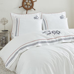 Постельное белье Ecocotton RUDDER органический хлопковый сатин делюкс белый+синий евро, фото, фотография