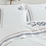 Постельное белье Ecocotton RUDDER органический хлопковый сатин делюкс белый+синий евро, фото, фотография