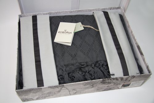 Постельное белье с покрывалом пике для укрывания Ecocotton BALERA органический хлопок антрацит евро, фото, фотография