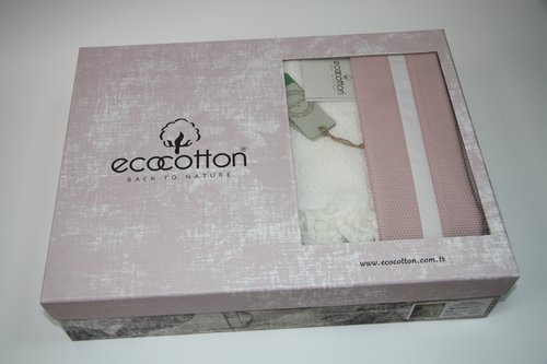 Постельное белье с покрывалом пике для укрывания Ecocotton BALERA органический хлопок кремовый евро, фото, фотография