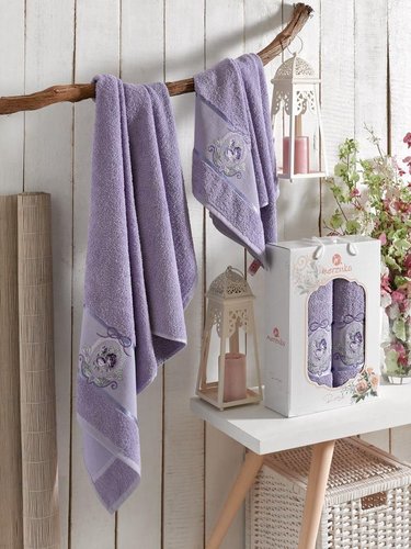 Подарочный набор полотенец для ванной Merzuka ROSE хлопковая махра V7, фото, фотография