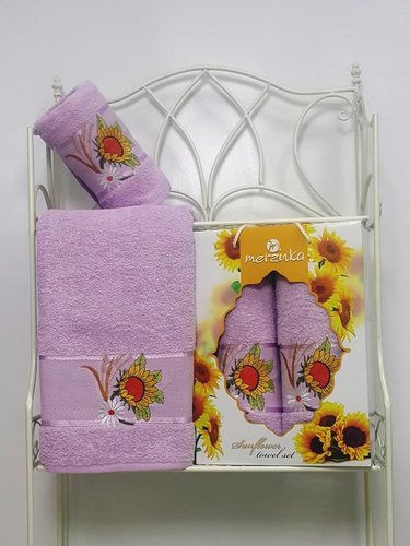 Подарочный набор полотенец для ванной Merzuka SUNFLOWER хлопковая махра V3, фото, фотография