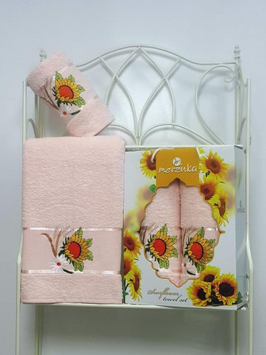 Подарочный набор полотенец для ванной Merzuka SUNFLOWER хлопковая махра V8, фото, фотография