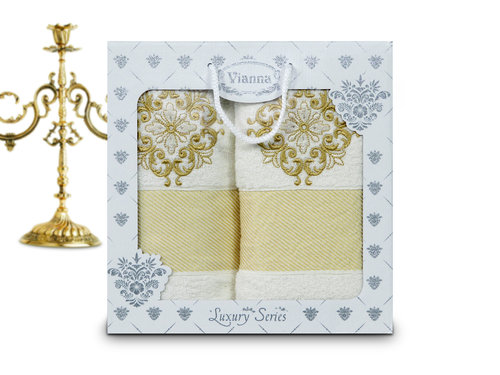 Подарочный набор полотенец для ванной Vianna LUXURY SERIES 8049 хлопковая махра V1, фото, фотография
