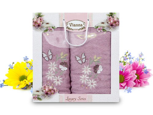 Подарочный набор полотенец для ванной Vianna LUXURY SERIES 8014 хлопковая махра V7, фото, фотография