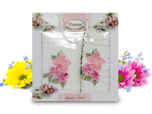 Подарочный набор полотенец для ванной Vianna LUXURY SERIES 8041 хлопковая махра V7, фото, фотография