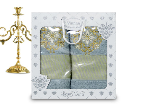 Подарочный набор полотенец для ванной Vianna LUXURY SERIES 8049 хлопковая махра V3, фото, фотография