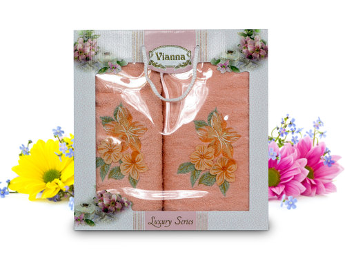 Подарочный набор полотенец для ванной Vianna LUXURY SERIES 8041 хлопковая махра V4, фото, фотография
