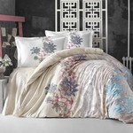 Постельное белье Altinbasak NEON ESMERALDA хлопковый ранфорс кремовый евро, фото, фотография