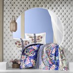 Постельное белье Altinbasak NEON SELVA хлопковый ранфорс синий 1,5 спальный, фото, фотография