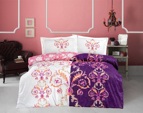Постельное белье Altinbasak NEON MONALIZA хлопковый ранфорс фиолетовый евро, фото, фотография
