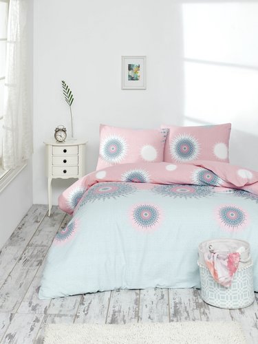 Постельное белье Altinbasak ORLEON хлопковый ранфорс розовый 1,5 спальный, фото, фотография