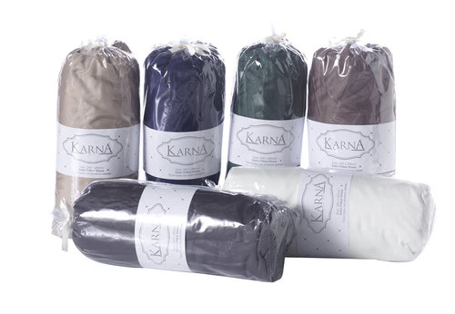 Простынь на резинке Karna LOFT хлопковый сатин тёмно-серый 160х200+30, фото, фотография