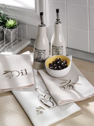 Подарочный набор полотенец для кухни 40х60 3 шт. Tivolyo Home OIL хлопок ассорти, фото, фотография