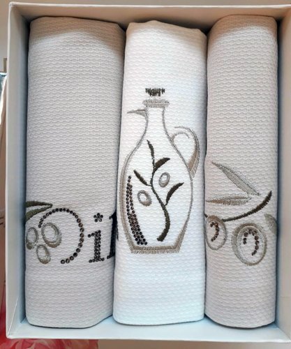 Подарочный набор полотенец для кухни 40х60 3 шт. Tivolyo Home OIL хлопок ассорти, фото, фотография