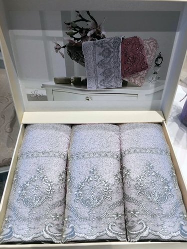 Набор полотенец-салфеток в подарочной упаковке 30х50 3 шт. Tivolyo Home LINA хлопковая махра серый, фото, фотография