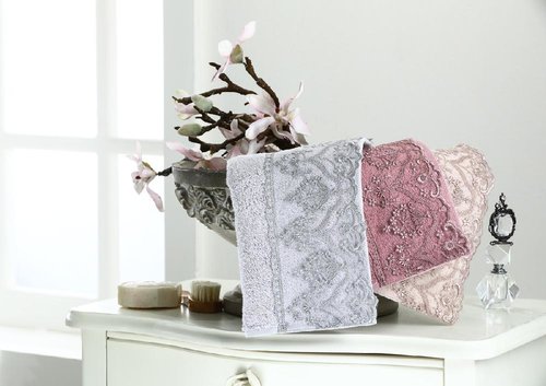 Набор полотенец-салфеток в подарочной упаковке 30х50 3 шт. Tivolyo Home LINA хлопковая махра серый, фото, фотография