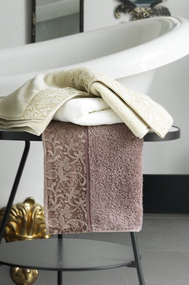 Полотенце для ванной Soft Cotton HAZEL хлопковая махра грязно-розовый 85х150, фото, фотография