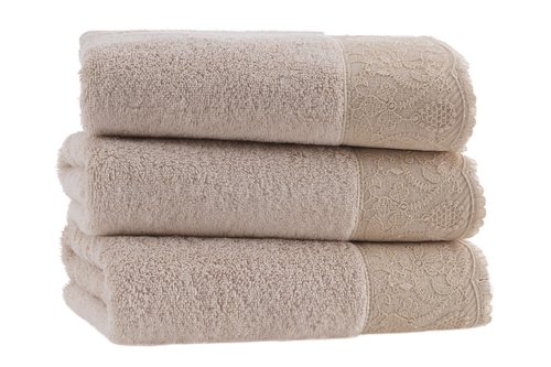 Полотенце для ванной Soft Cotton HAZEL хлопковая махра светло-бежевый 85х150, фото, фотография