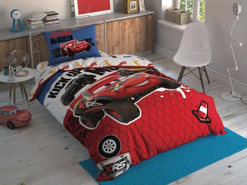 Детское постельное белье TAC CARS ADVENTURE хлопковый ранфорс 1,5 спальный, фото, фотография